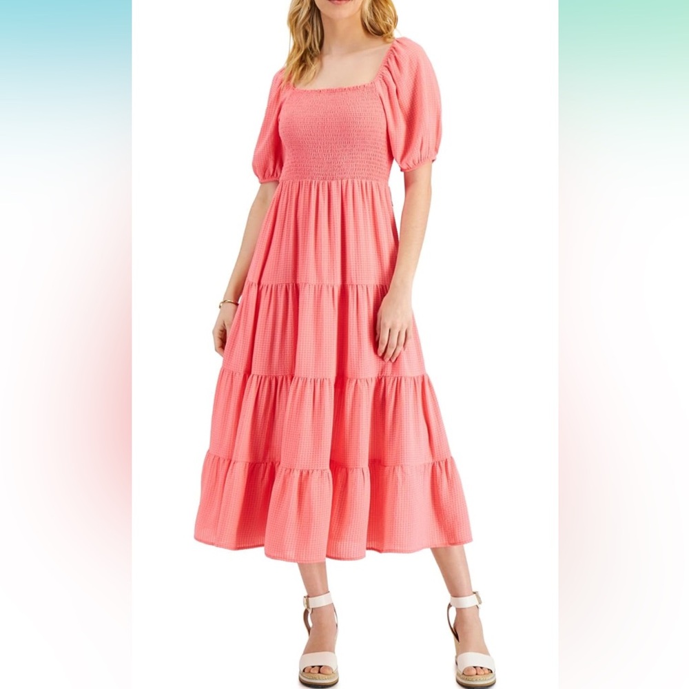 NWT Tommy Hilfiger smocked midi dress in bubblegum size XL